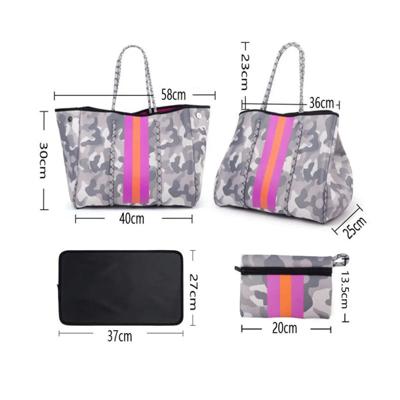 Tote Neoprene Beach Bag New Women Waterproof Handbag Luxury Summer Large-capacity Shoulder Bag Ladies Bag Multipurpose Bag