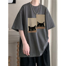 Cat Print Cotton T-shirt