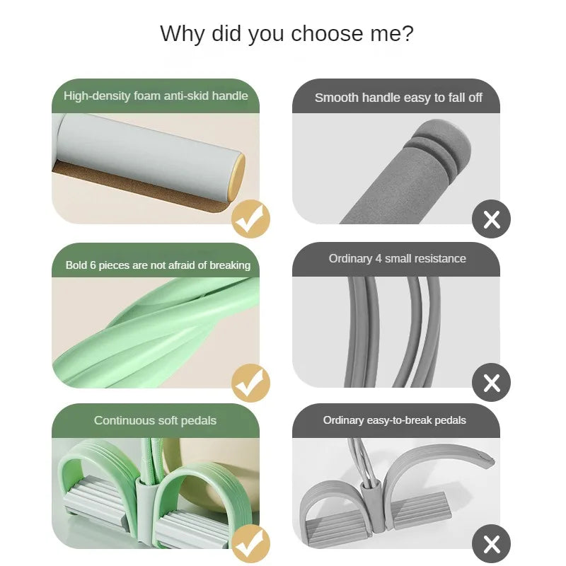 Multi 6 Tube Elastic Pedal Function Tension Rope Bands Fitness Sit Ups Exercises Elastics Tape Home Resistance Bands - TrendTrove