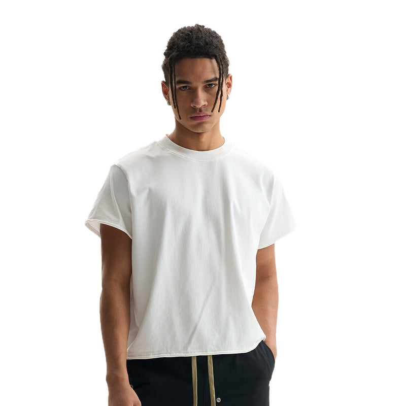 Cut-off Sleeve Loose Crewneck T-shirt