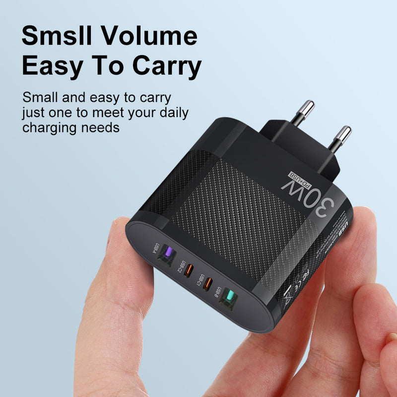 2USB Type-C 30W Mobile Phone Charger Multi Interface Travel Charging Head - TrendTrove