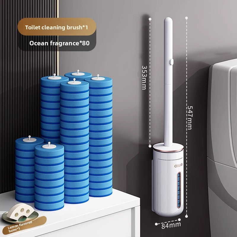 Disposable Wall-mounted Toilet Brush with Replaceable Heads