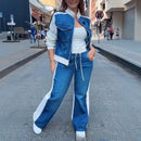 Women's Denim Long Sleeve Two-Piece Set