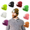 Outdoor sports LED button electronic light knitted hat
