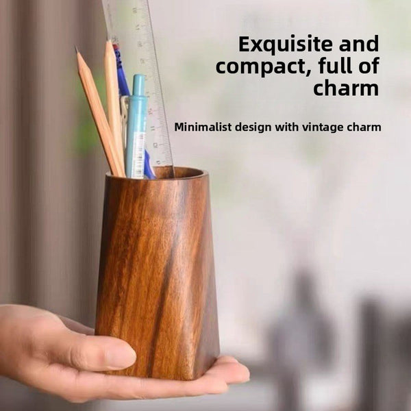 Solid Wood Retro Pen Holder