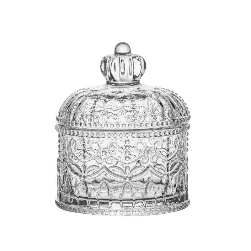 Glass Storage Jar with Lid for Candy Makeup Brush Tea