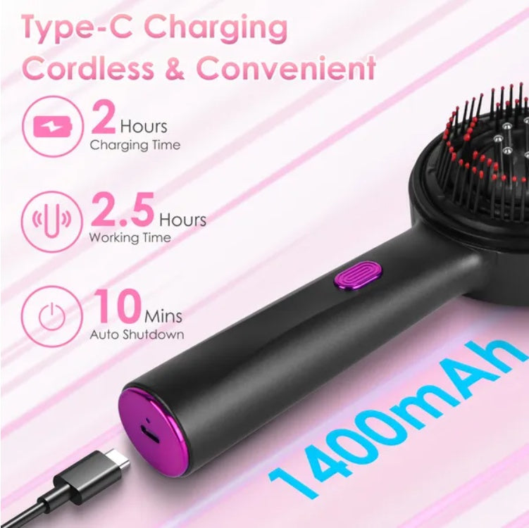 3 In 1 Red Light Scalp Massager Brush Cordless Hair Oil Applicator Massage Comb With 3 Modes Rechargeable IPX7 Waterproof