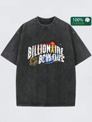 Retro Washed Cotton Short Sleeve Printed T-Shirt