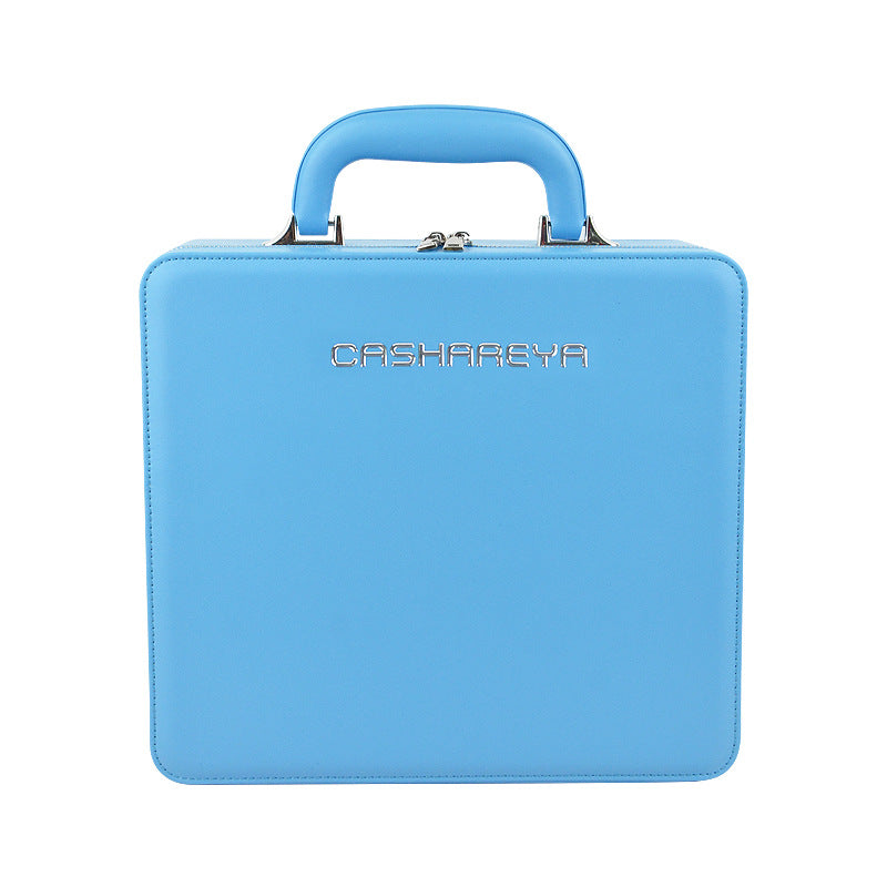 Large capacity makeup bag with mirror and lamp