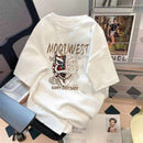 Trendy Summer Bear Print Loose T-Shirt