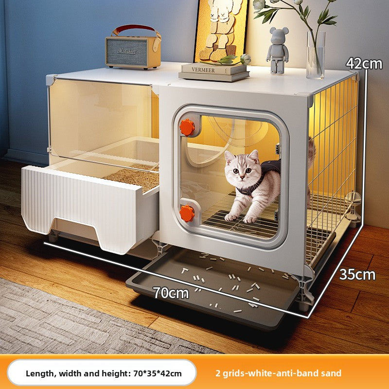 Indoor Villa-Style Cat House with Litter Box
