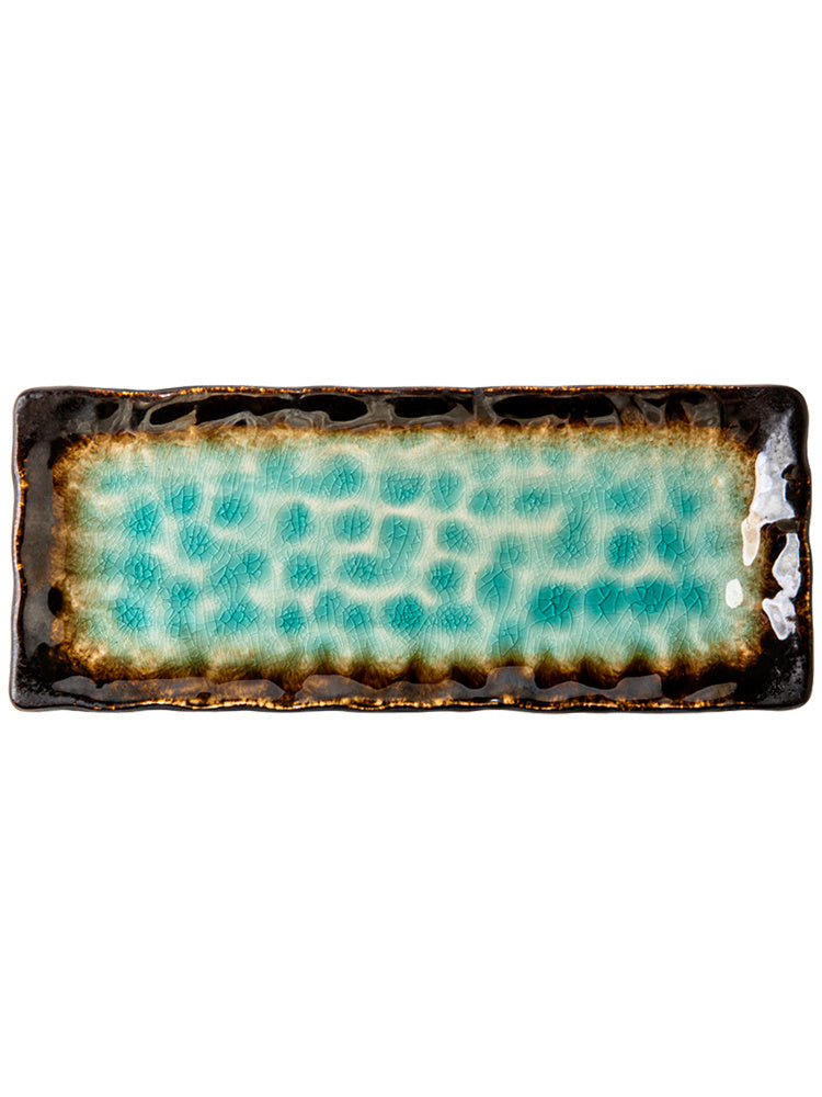 New Crackle Glaze 11-inch Rectangular Household Ceramic Sushi Plate