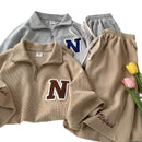 Waffle Leisure Sports Suit Polo Top and Shorts Set