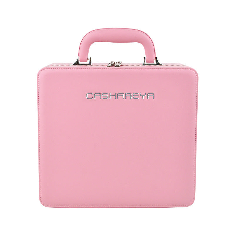 Large capacity makeup bag with mirror and lamp