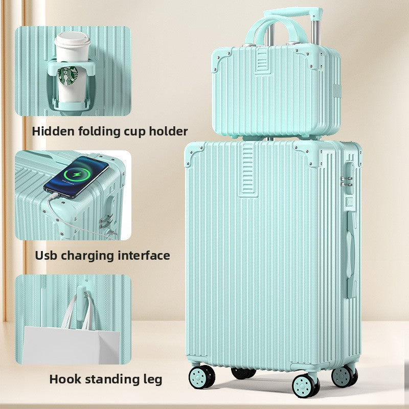 Retro Silent Wheel Travel Luggage Suitcase with Combination Lock