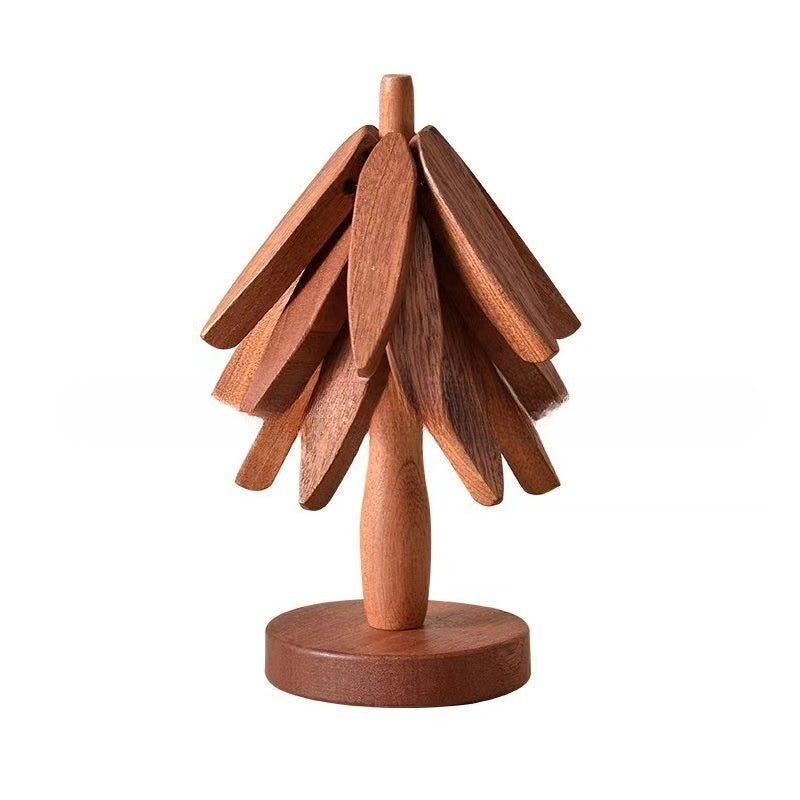 Wooden Creative Walnut Tree Solid Wood Insulation Mat Christmas Tree Insulation Table Mat Household Cup Mat Sand Pot Mat - TrendTrove