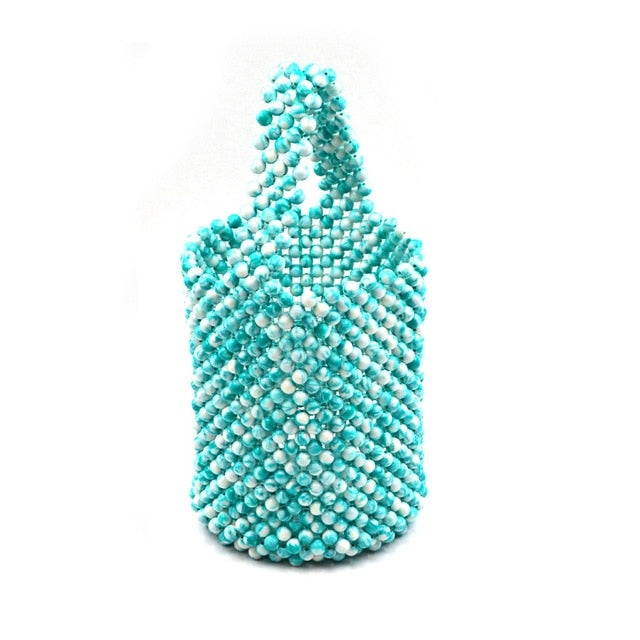 Women Beaded Handbag Colorful Summer Beach bags Summer Casual Bucket