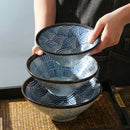 Lamian Noodles Bowl Sea Ripple Bamboo Hat Bowl Creative Large Soup Bowl Beef Noodle Bowl Home Vintage Bowl - TrendTrove