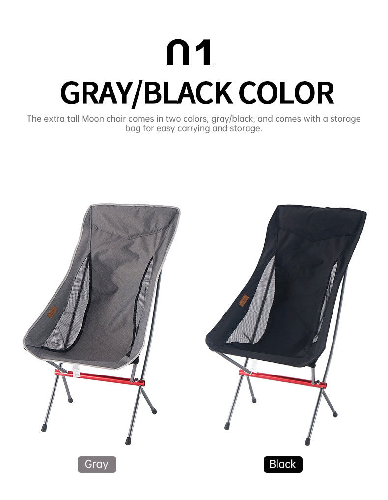 Outdoor Folding Chair Heighten Moon Chair Portable Camping Fishing Chair Leisure Beach Chair Back Chair - TrendTrove