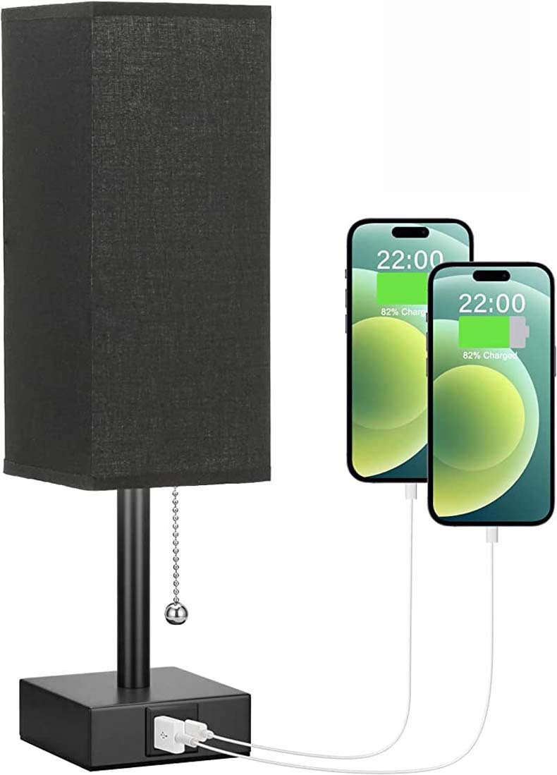 Linen 90 square desk lamp zipper switch three color temperature variable light A+C USB charging - TrendTrove