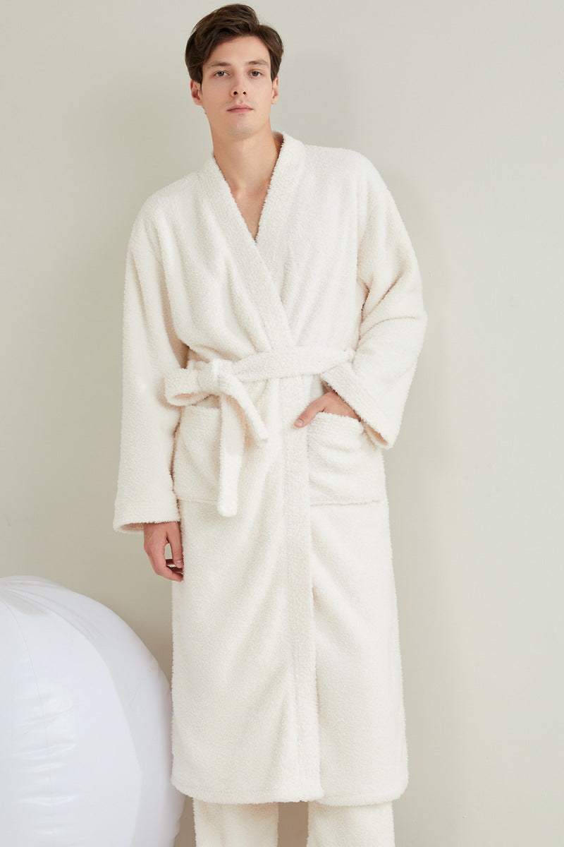 Couple pajamas flannel casual European and American loose bathrobe nightgown - TrendTrove