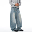 Vintage Wash Wide Leg Denim Pants for Men