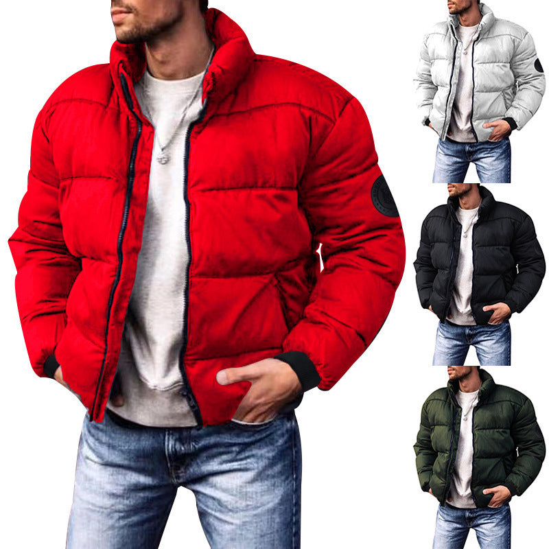 Men's Stand Collar Thickened Polyester Cotton Jacket