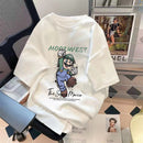 Trendy Summer Bear Print Loose T-Shirt