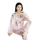 Ice Silk Pajamas Women's Summer Women's suit Long-sleeved Trousers Silk-like Pajamas Casual Light Luxury plus size Home Clothes