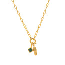 Stainless Steel Zircon Feather Pendant Necklace