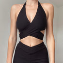 Crisscross strap design halter vest