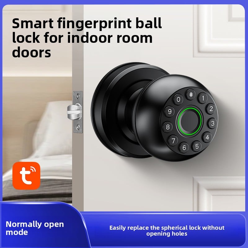 Bedroom Smart Ball Lock Graffiti APP Office Apartment Password Lock Indoor Wooden Door Fingerprint Lock