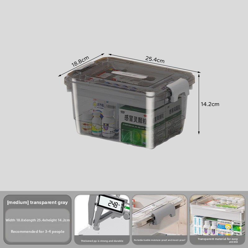 Portable Multi-Layer Transparent Medicine Storage Box