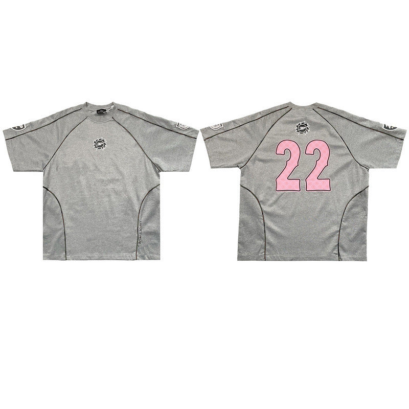 Printed letter-stitched T-shirt set
