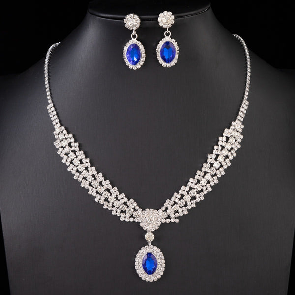 Luxurious Sapphire Necklace Earrings