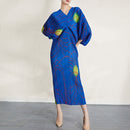 Japanese Printing Long Sleeve V-neck Dress