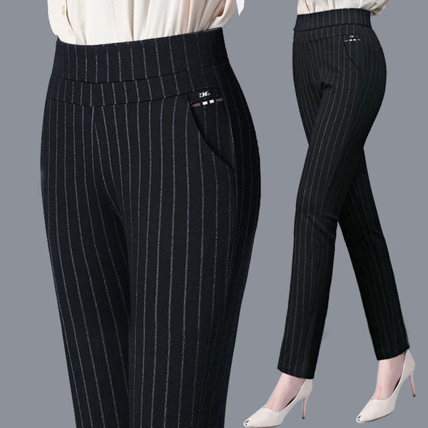 Women's Elastic High-Waisted Straight Leg Casual Pants