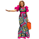 Ladies Dresses African Plus Size Puff Sleeve Dress
