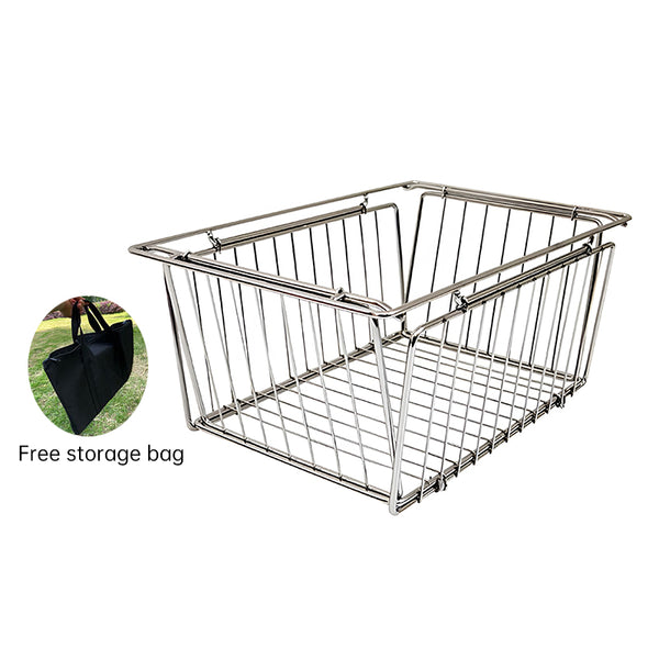 IGT Stainless Steel Folding Basket: Drain & Wash, Ideal Camping Table Accessory. - TrendTrove