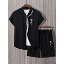 Men's Short-Sleeved Shirt and Beach Pants Set