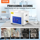 VEVOR Professional Ultrasonic Cleaner, 10L Ultrasonic Jewelry Cleaner With Digital Timer & Heater, Stainless Steel Industrial SonicCleaner 40kHz For Glasses, Watches, Rings, Small Parts