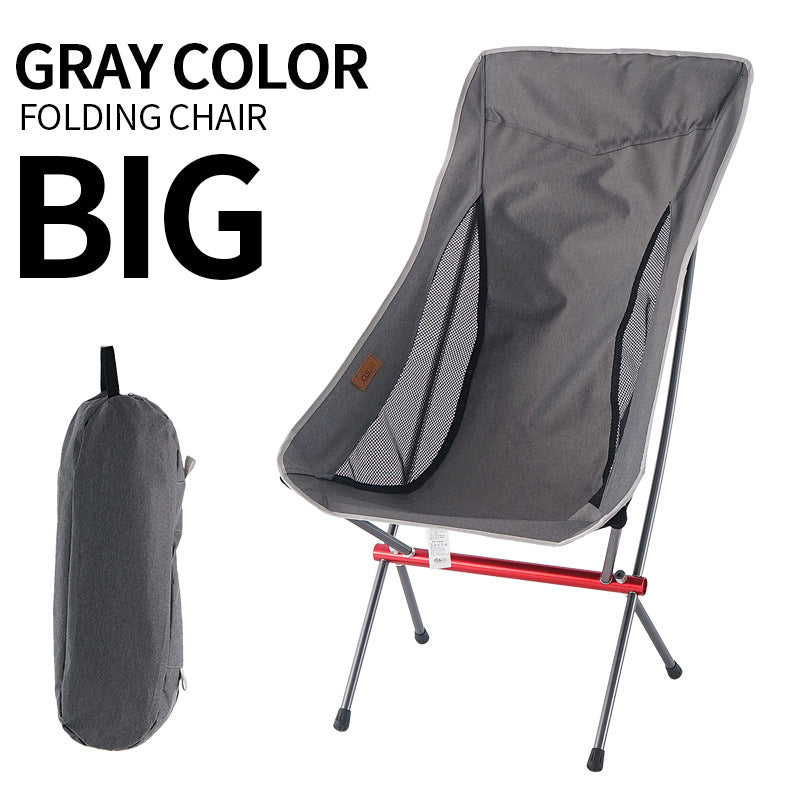 Outdoor Folding Chair Heighten Moon Chair Portable Camping Fishing Chair Leisure Beach Chair Back Chair - TrendTrove