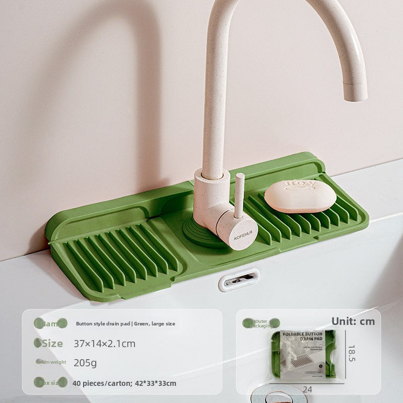 Upgraded Button Silicone Faucet Drain Mat Kitchen Sink Storage Mat Lavatory Mat