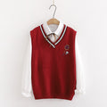 Badminton Embroidery Knit Vest Ruffle Tie Shirt