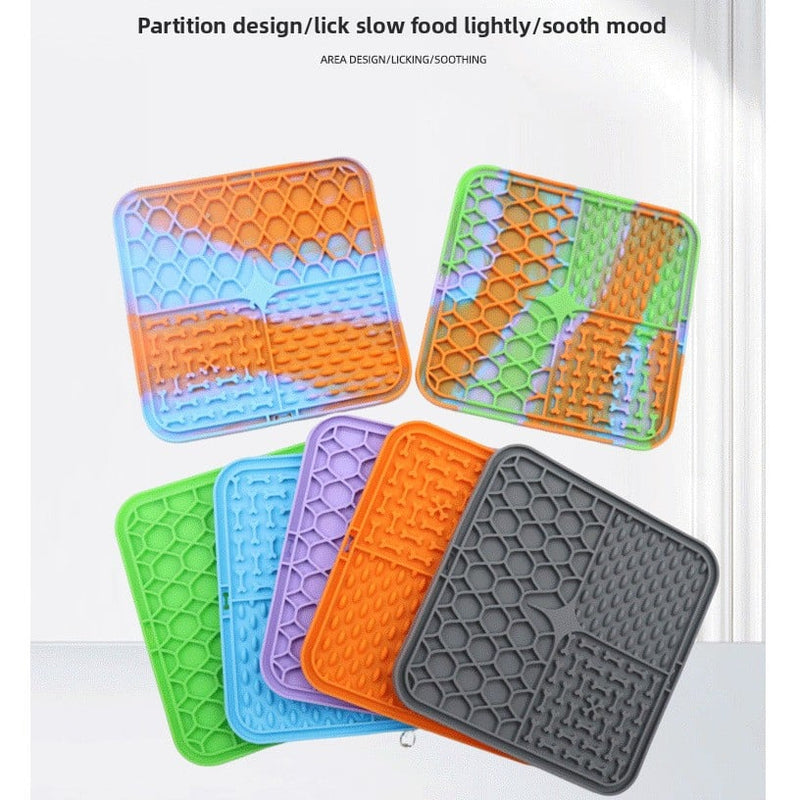 Silicone Pet Licking Mat Slow Feeder with Suction Base ? Anti-Choke Dog/Cat Food Bowl