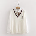 Badminton Embroidery Knit Vest Ruffle Tie Shirt