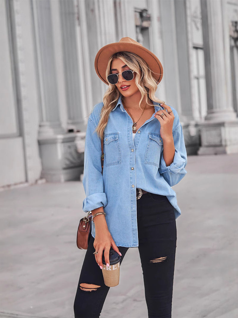 Casual Lapel Shirt and Wide-Leg Pants Set