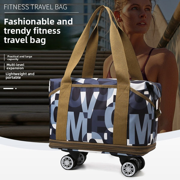 Wheeled Travel Luggage Bag with Water-Repellent Oxford Fabric