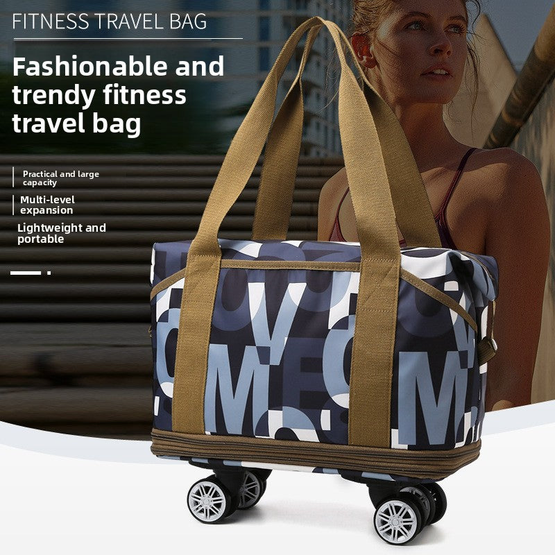 Wheeled Travel Luggage Bag with Water-Repellent Oxford Fabric