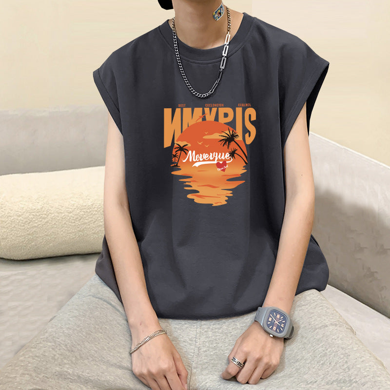 Cotton Sleeveless Men's Vest Summer Loose Sports T-shirt